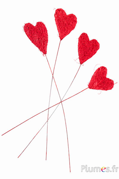 Coeur en sisal - 32 cm - rouge